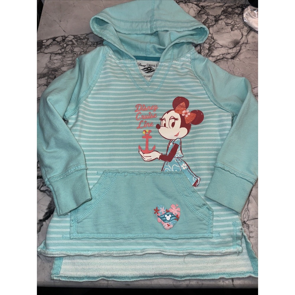 Disney Cruise Line Girls XXS (2-3) Minnie Mouse Hoodie Sweatshirt Tunic Mint